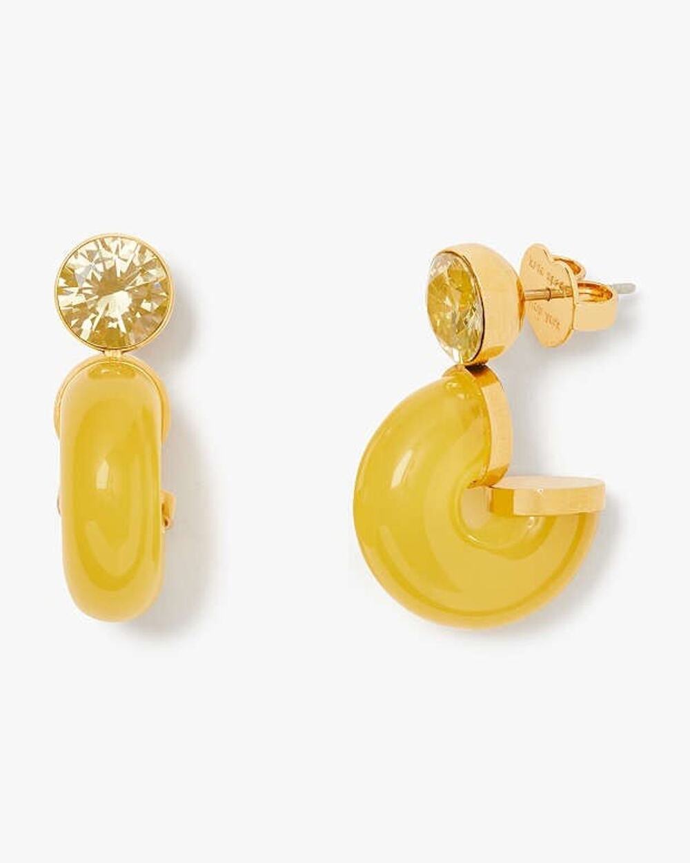 Kate Spade New York Seeing Stripes Stud Hoops Yellow New With Tags